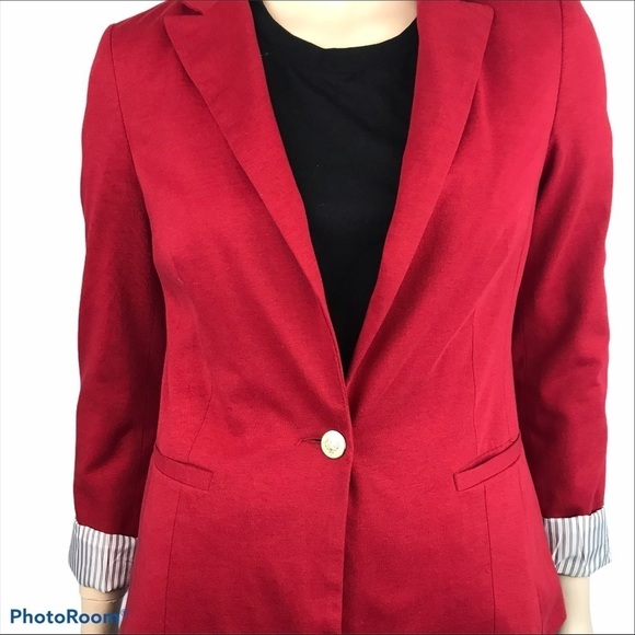 Kenneth Cole Select Size Small Red Knit Single Button Front Career Jacket - Picture 2 of 10